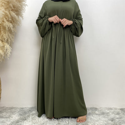 Rida closed drawstring umbrella abaya with full flare cut