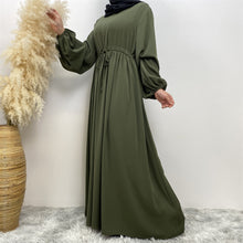 Load image into Gallery viewer, Rida Closed Olive Green Drawstring Umbrella Abaya
