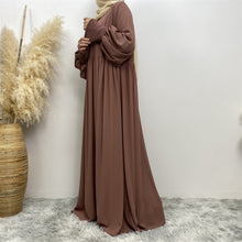 Load image into Gallery viewer, Hannah Mocha Brown Georgette Closed Umbrella Abaya

