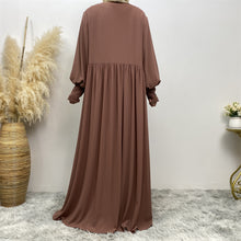Load image into Gallery viewer, Hannah Mocha Brown Georgette Closed Umbrella Abaya
