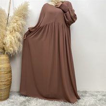 Load image into Gallery viewer, Hannah Mocha Brown Georgette Closed Umbrella Abaya
