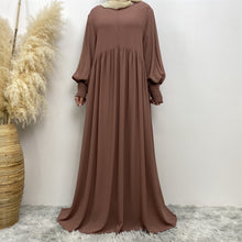 Load image into Gallery viewer, Hannah Mocha Brown Georgette Closed Umbrella Abaya
