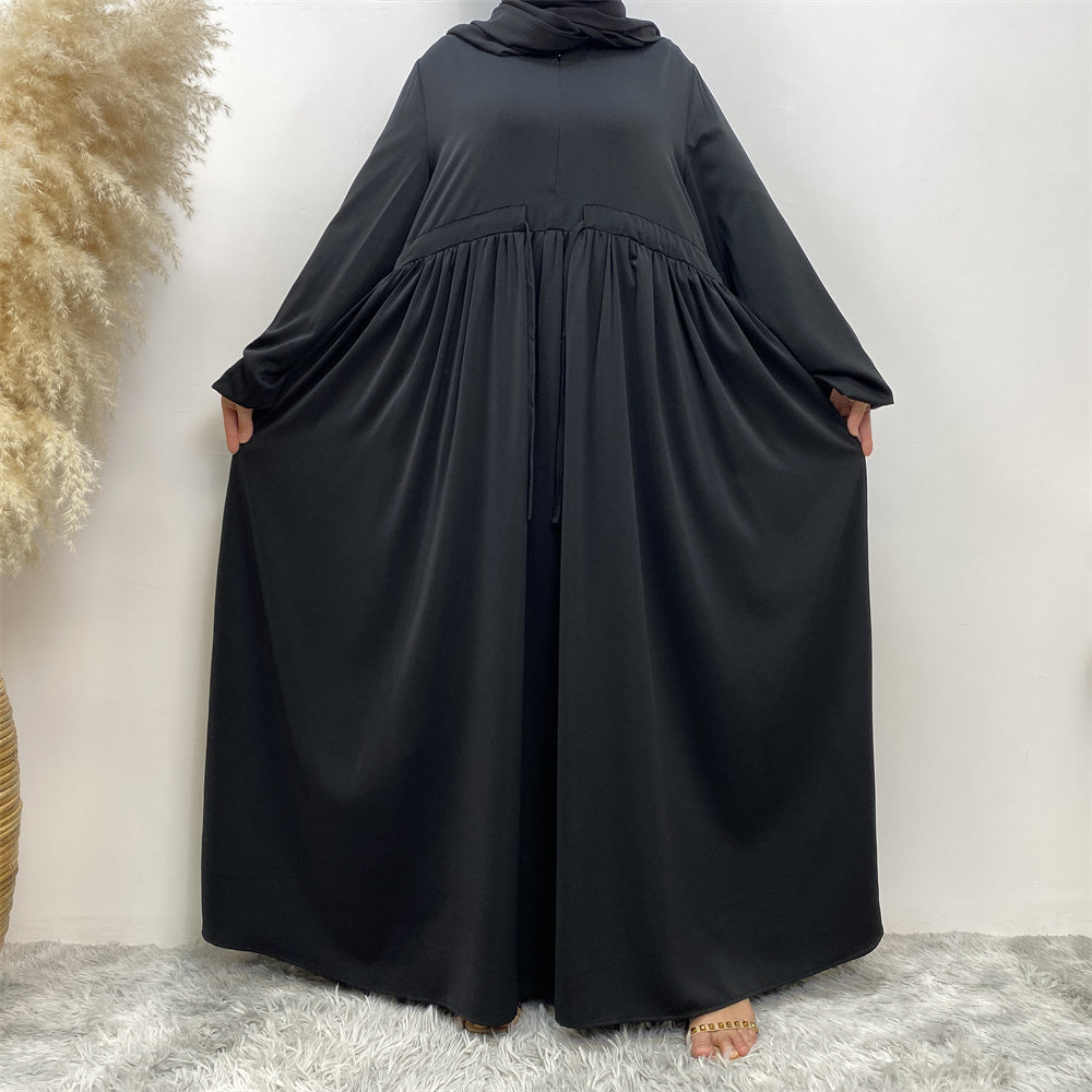 Rida closed drawstring umbrella abaya with full flare cut