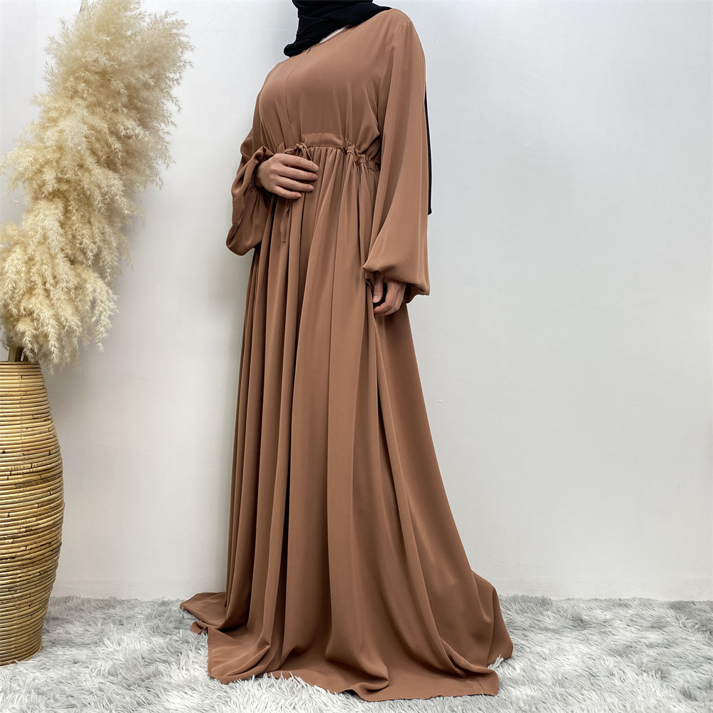 Rida closed drawstring umbrella abaya with full flare cut