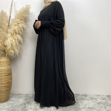 Load image into Gallery viewer, Hannah Black Georgette Closed Umbrella Abaya

