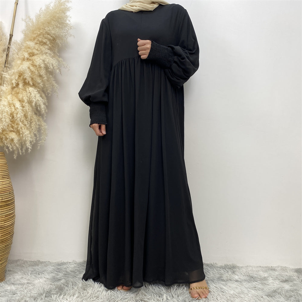 Hannah Black Georgette Closed Umbrella Abaya
