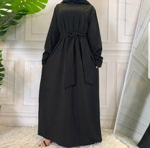 Load image into Gallery viewer, Full Sleeve Abaya Slip Dress Black
