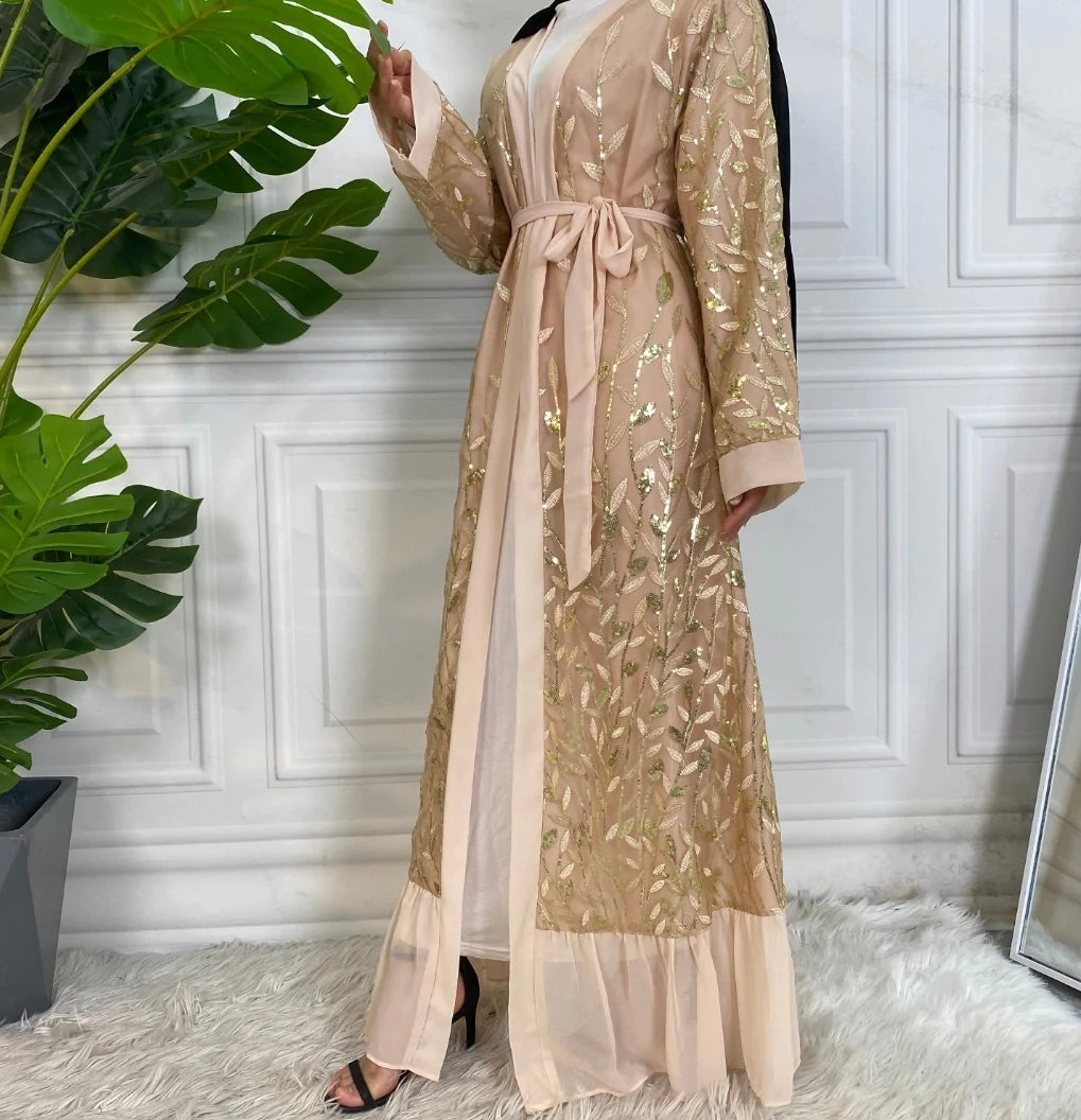 Kinza Gold Open Abaya