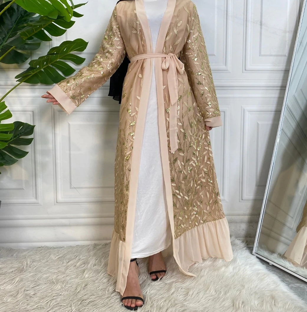 Kinza Gold Open Abaya