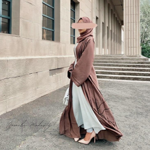 Load image into Gallery viewer, Minaar Mocha Open Button Abaya
